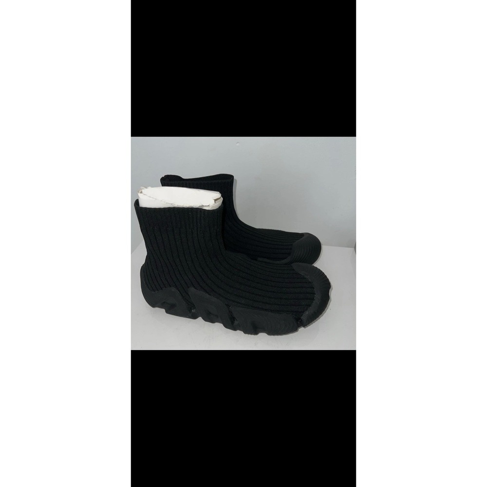 Zara Black Knit Sock High Top Slip-On Men's Athletic Sneakers Rubber Sole Size11 - Picture 3 of 8